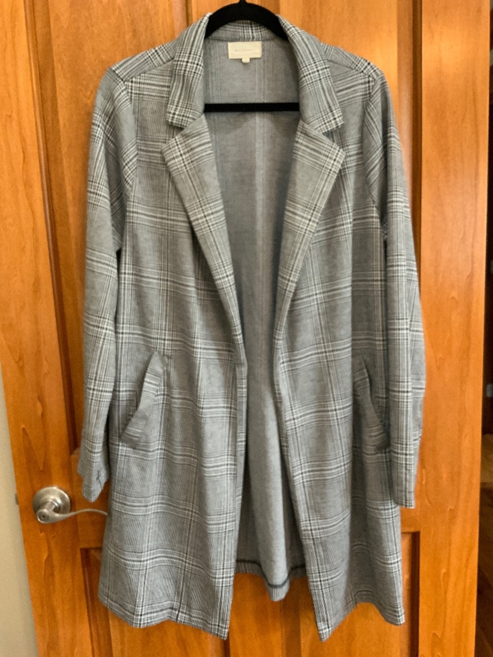 Women’s Melloday black and white plaid long blazer large
